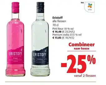 Colruyt Eristoff pink likeur, premium vodka aanbieding