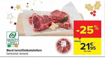 Carrefour Market Bord lamsfiletkoteletten aanbieding