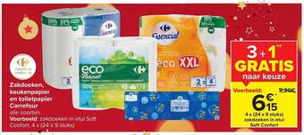 Carrefour Market Zakdoeken, keukenpapier en toiletpapier aanbieding