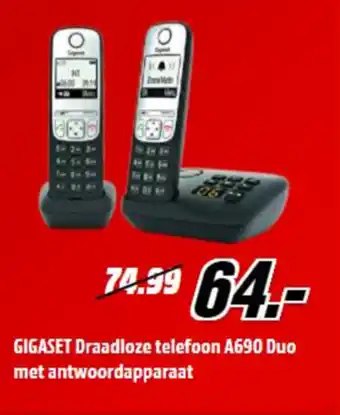 MediaMarkt Gigaset draadloze telefoon 1690 duo met antwoordapparaat aanbieding