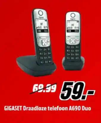 MediaMarkt Gigaset draadloze telefoon a690 duo aanbieding