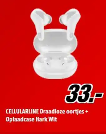 MediaMarkt Cellularline draadloze oortjes + oplaadcase hark wit aanbieding