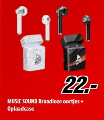 MediaMarkt Music sound draadloze oortjes + oplaadcase aanbieding