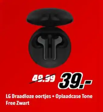 MediaMarkt Lg draadloze oortjes + oplaadcase tone free zwart aanbieding