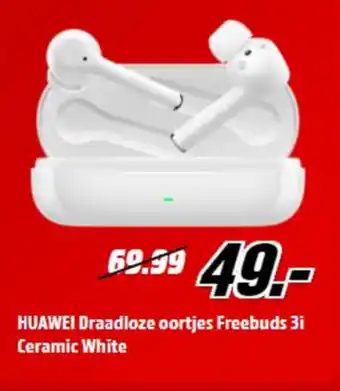 MediaMarkt Huawei draadloze oortjes freebuds 3i ceramic white aanbieding