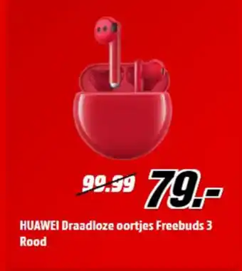 MediaMarkt Huawei draadloze oortjes freebuds 3 rood aanbieding