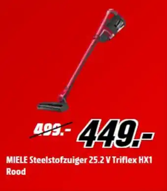 MediaMarkt Miele steelstofzuiger 25.2 v triflex hx1 rood aanbieding