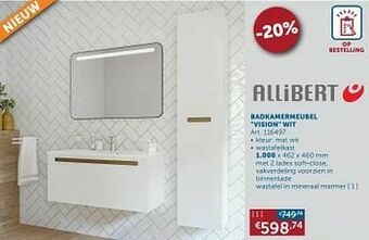 Zelfbouwmarkt Badkamermeubel vision wit wastafel in mineraal marmer aanbieding