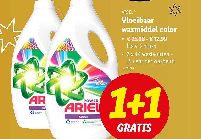 Ariel vloeibaar wasmiddel color promotie bij Lidl