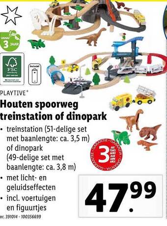 Lidl Playtive houten spoorweg treinstation of dinopark aanbieding