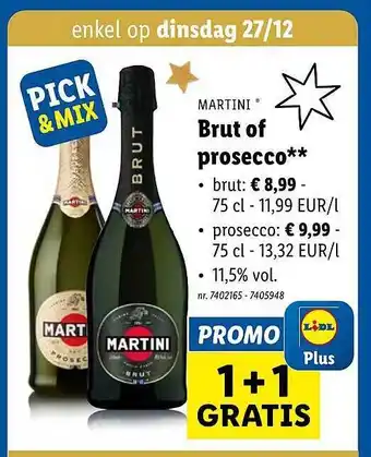 Lidl Martini brut of prosecco aanbieding