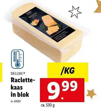 Lidl Deluxe raclettekaas in blok aanbieding