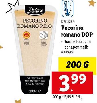 Lidl Deluxe pecorino romano dop aanbieding