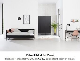 BabyPark Kidsmill modular zwart bedbank + onderstel aanbieding