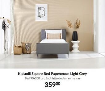 Kidsmill square bed papermoon light grey