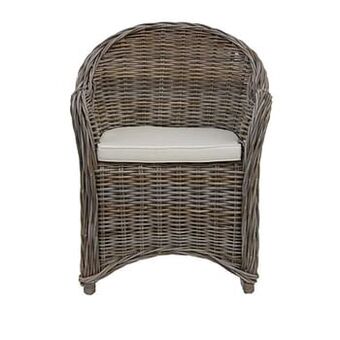 Leen Bakker Hsm collection eetkamerstoel parma rotan - grijs/crème - Leen Bakker aanbieding
