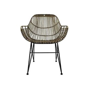 Leen Bakker Hsm collection eetkamerstoel open weving - rotan (2 stuks) - Leen Bakker aanbieding