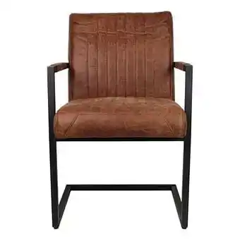 Leen Bakker Hsm collection eetkamerstoel Texas met armleggers - leder- cognackleur (2 stuks) - Leen Bakker aanbieding