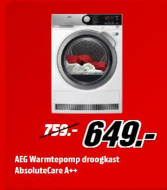 MediaMarkt Aeg warmtepomp droogkast absolutecare a++ aanbieding