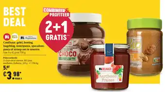 Confituur, gelei, honing, hagelslag, notenpasta, speculoos pasta of stroop om te smeren