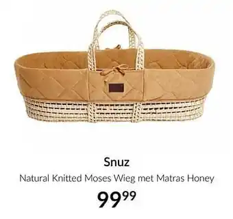 Snuz natural knitted moses wieg met matras honey