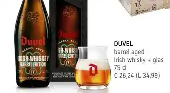 Spar Colruyt Duvel barrel aged irish whisky aanbieding