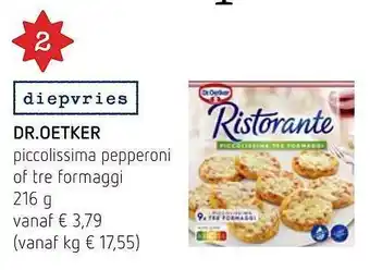 Spar Colruyt Dr oetker piccolissima pepperoni of tre formaggi aanbieding