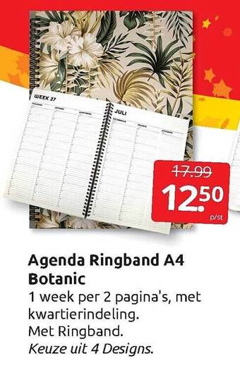 Boekenvoordeel Agenda ringband a4 botanic aanbieding