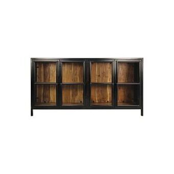 Dressoir kingston - naturelkleur/zwart - 90x170x40 cm - Leen Bakker
