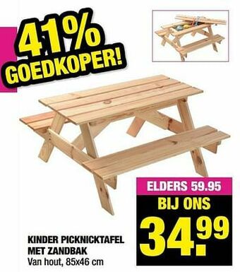 Kinder picknicktafel met zandbak