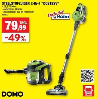 Hubo Domo elektro steelstofzuiger 2-in-1 do219sv aanbieding