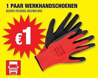 Hubo 1 paar werkhandschoenen aanbieding