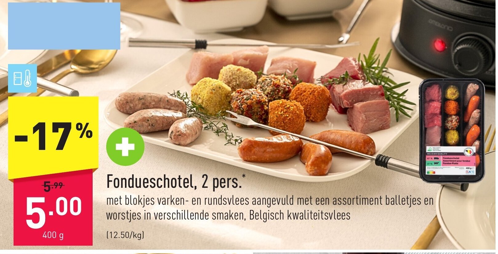 Fondueschotel, 2 pers 400g promotie bij ALDI