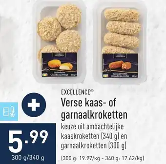 ALDI Excellence verse kaas- of garnaalkroketten 300g aanbieding