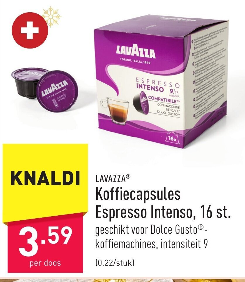 Lavazza koffiecapsules espresso intenso 16 st promotie bij ALDI