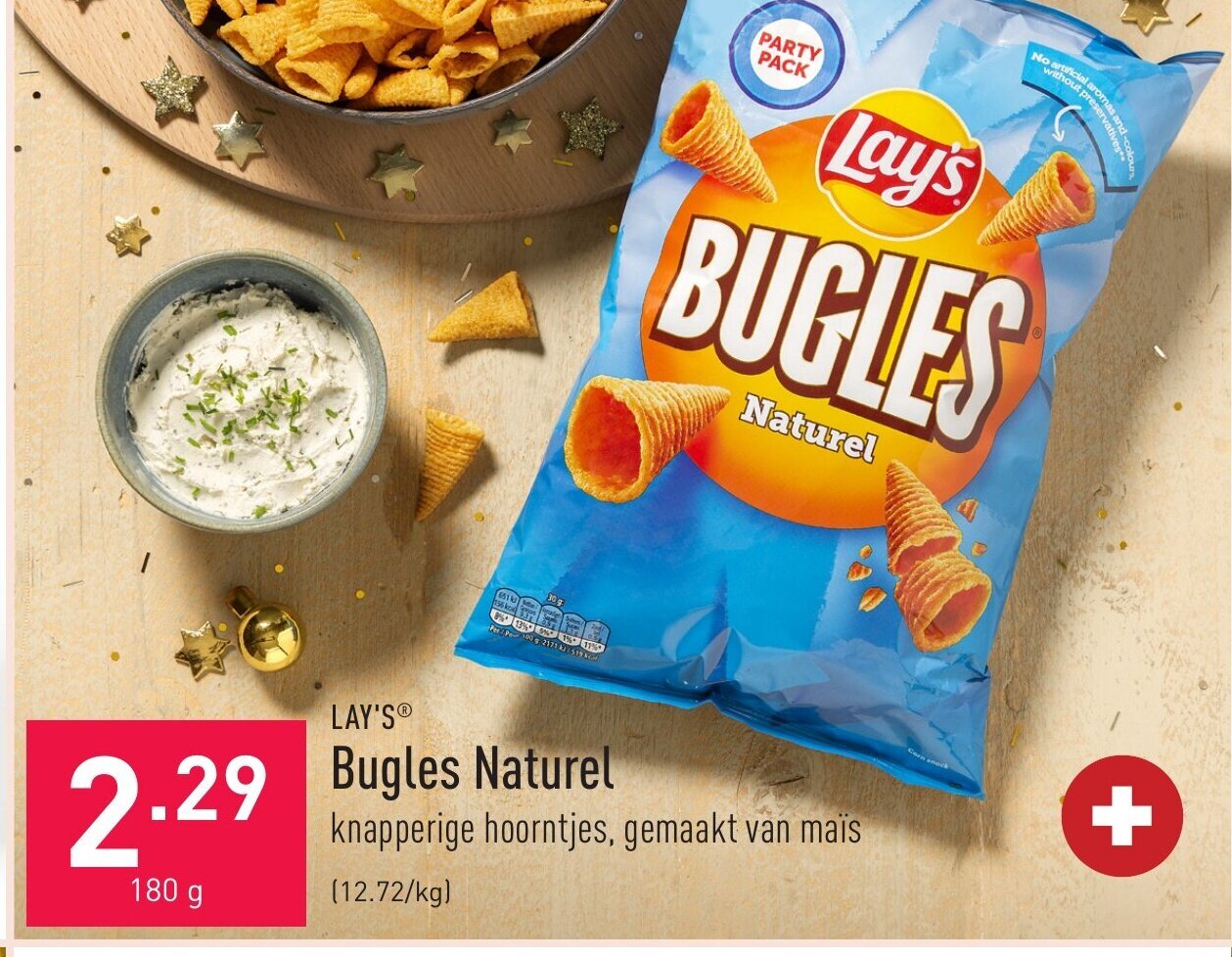Lay's bugles naturel 180g promotie bij ALDI