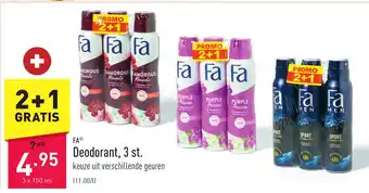 ALDI FA deodorant 3 st 2+1 gratis aanbieding