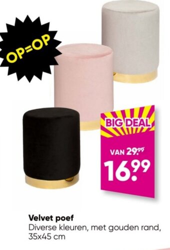 Big Bazar Velvet poef aanbieding