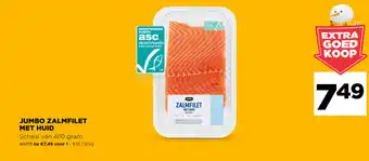 Jumbo Zalmfilet Met Huid schaal van 400 gram aanbieding