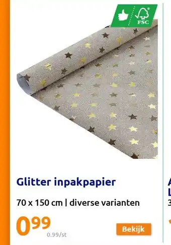 Glitter inpakpapier 70x150 cm