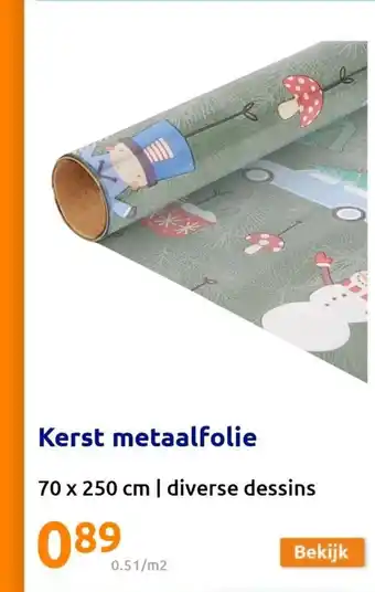 Action Kerst metaalfolie 70x250 cm aanbieding