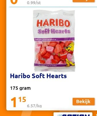 Action Haribo Soft Hearts 175 gram aanbieding