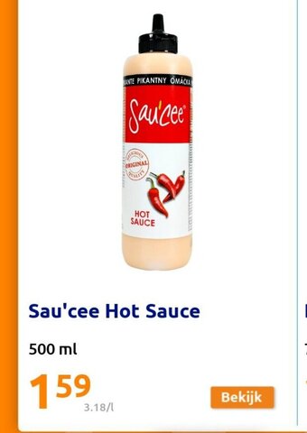 Action Sau'cee Hot Sauce 500 ml aanbieding