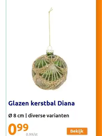 Action Glazen kerstbal Diana 8 cm aanbieding