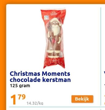 Action Christmas Moments chocolade kerstman 125 gram aanbieding