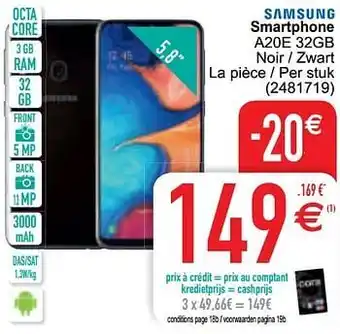 Cora Samsung smartphone a20e 32gb aanbieding