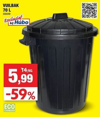 Hubo Vuilbak 70L aanbieding
