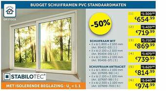 Zelfbouwmarkt Budget Schuiframen Pvc Standaardmaten aanbieding
