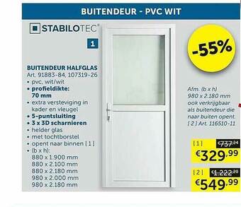 Zelfbouwmarkt Buitendeur Pvc Wit aanbieding