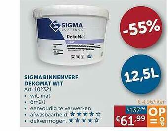 Zelfbouwmarkt Sigma Binnenverf Dekomat Wit aanbieding